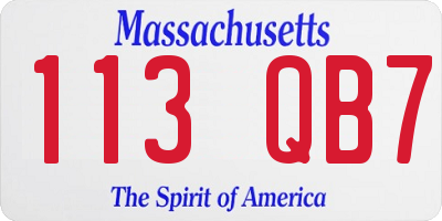 MA license plate 113QB7