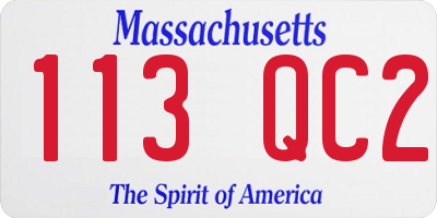 MA license plate 113QC2