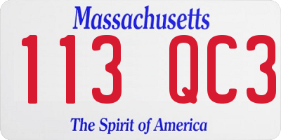 MA license plate 113QC3