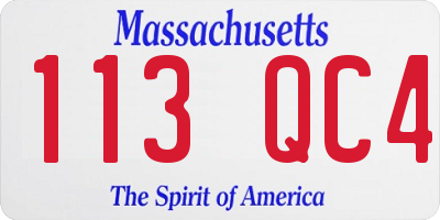 MA license plate 113QC4