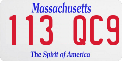 MA license plate 113QC9