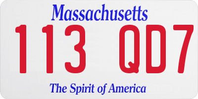 MA license plate 113QD7