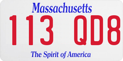 MA license plate 113QD8
