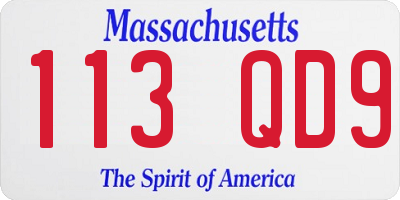 MA license plate 113QD9