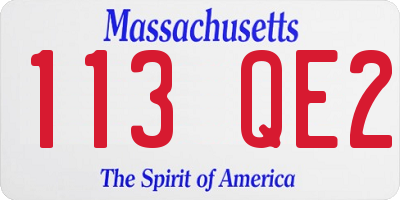 MA license plate 113QE2