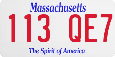 MA license plate 113QE7