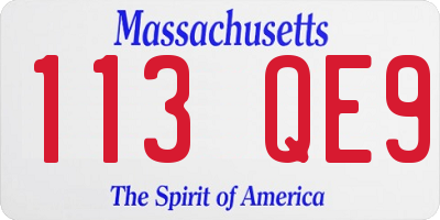 MA license plate 113QE9
