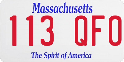 MA license plate 113QF0