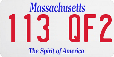 MA license plate 113QF2