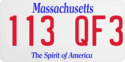 MA license plate 113QF3