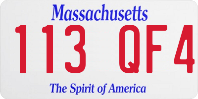 MA license plate 113QF4