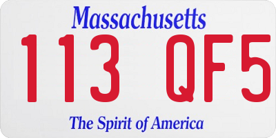 MA license plate 113QF5