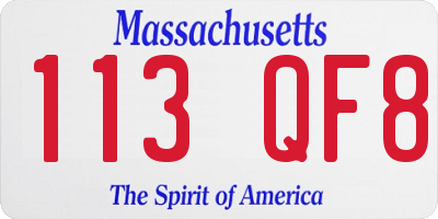 MA license plate 113QF8