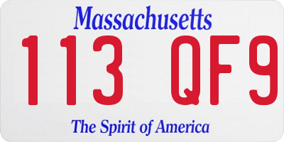 MA license plate 113QF9