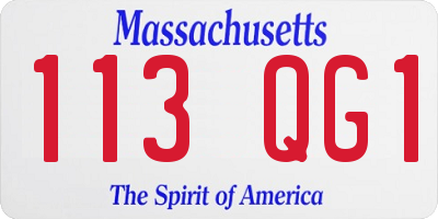 MA license plate 113QG1