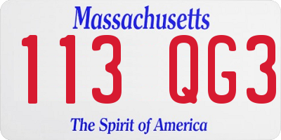MA license plate 113QG3