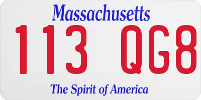 MA license plate 113QG8