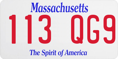 MA license plate 113QG9