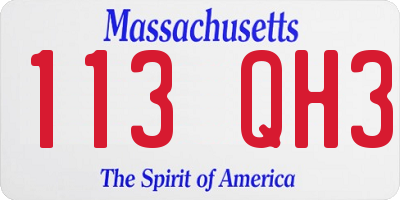 MA license plate 113QH3