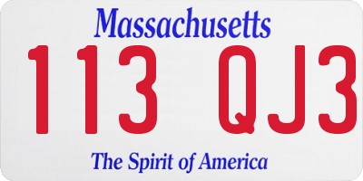 MA license plate 113QJ3