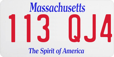 MA license plate 113QJ4