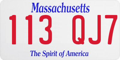 MA license plate 113QJ7