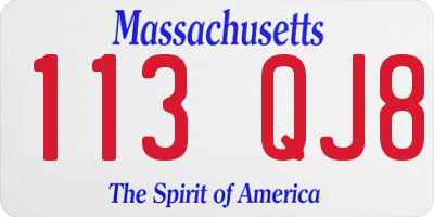 MA license plate 113QJ8