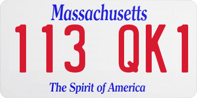 MA license plate 113QK1