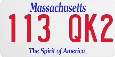 MA license plate 113QK2