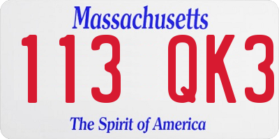 MA license plate 113QK3