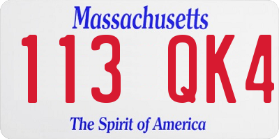 MA license plate 113QK4