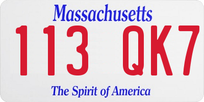 MA license plate 113QK7