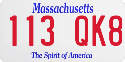 MA license plate 113QK8