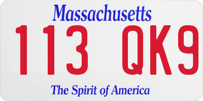 MA license plate 113QK9