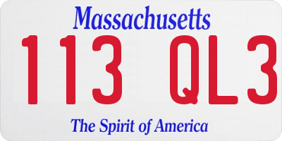 MA license plate 113QL3