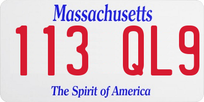 MA license plate 113QL9
