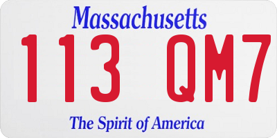 MA license plate 113QM7