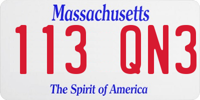 MA license plate 113QN3