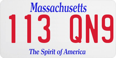 MA license plate 113QN9