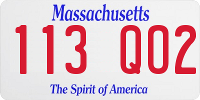 MA license plate 113QO2