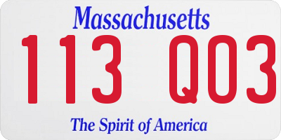 MA license plate 113QO3