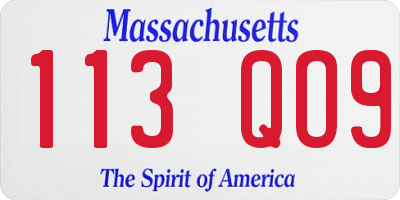 MA license plate 113QO9
