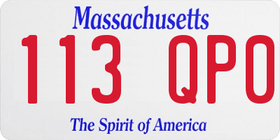 MA license plate 113QP0
