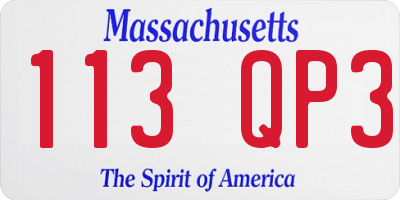 MA license plate 113QP3