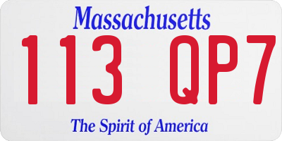 MA license plate 113QP7