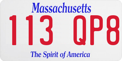 MA license plate 113QP8