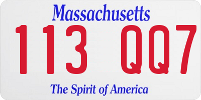 MA license plate 113QQ7