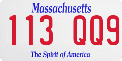 MA license plate 113QQ9
