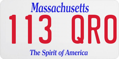 MA license plate 113QR0