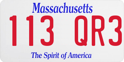 MA license plate 113QR3